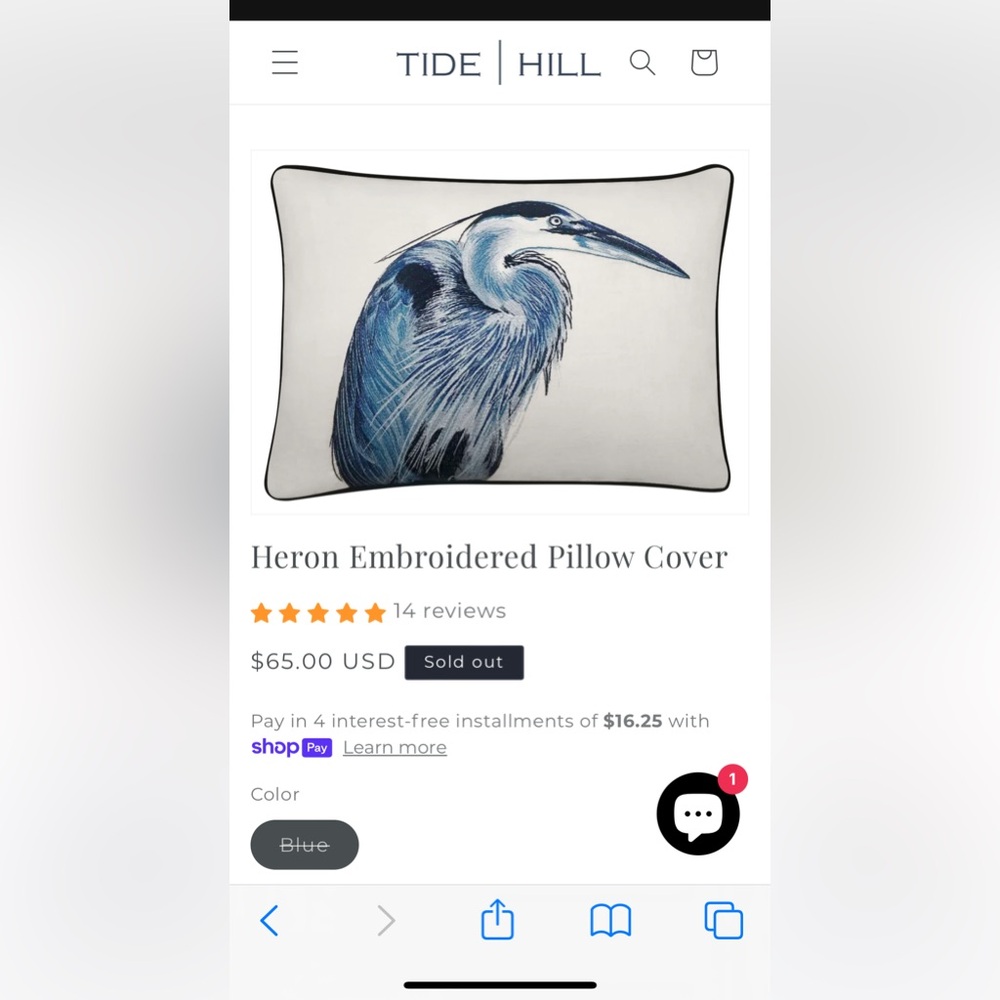 Tide Hill Home embroidered pillow cover.
